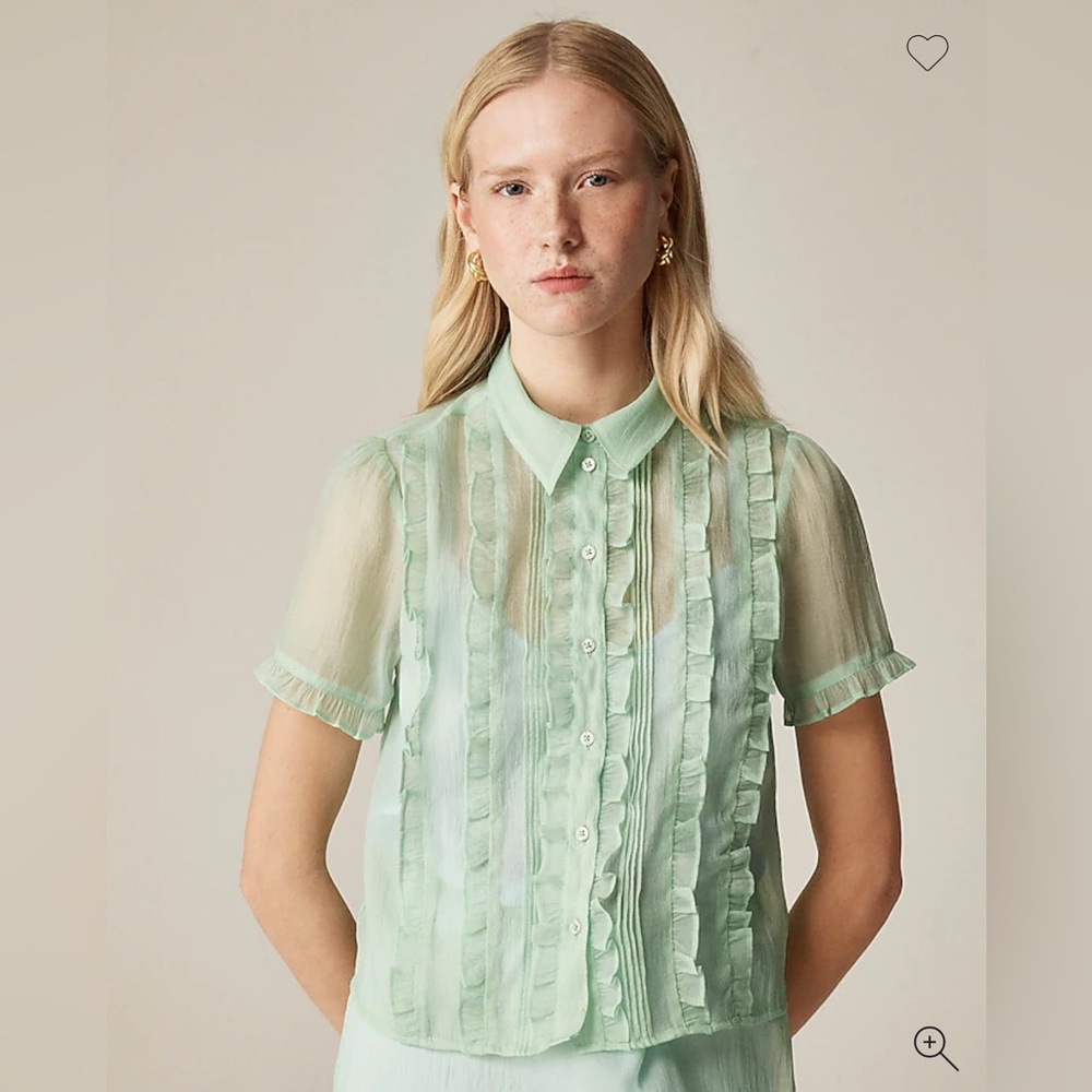 J. Crew Mint Green Sheer Blouse